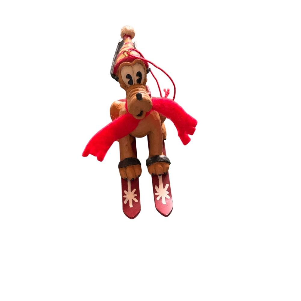 Vintage Disney Pluto on‎ skis Christmas ornament